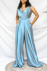 Silver Gray Chic Loose Sleeveless Women's Jump Suit